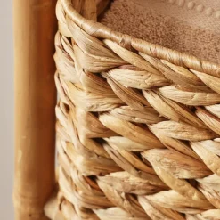 Meuble Salle De Bain|Rangement Salle De Bain|TENDANCE Meuble 3 paniers bambou et jacinthe d'eau (39 x H91 cm) Hanoï Naturel