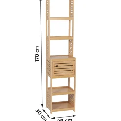 Meuble Salle De Bain|Rangement Salle De Bain|TENDANCE Meuble colonne salle de bain (38 x H170 cm) Trinidad Naturel