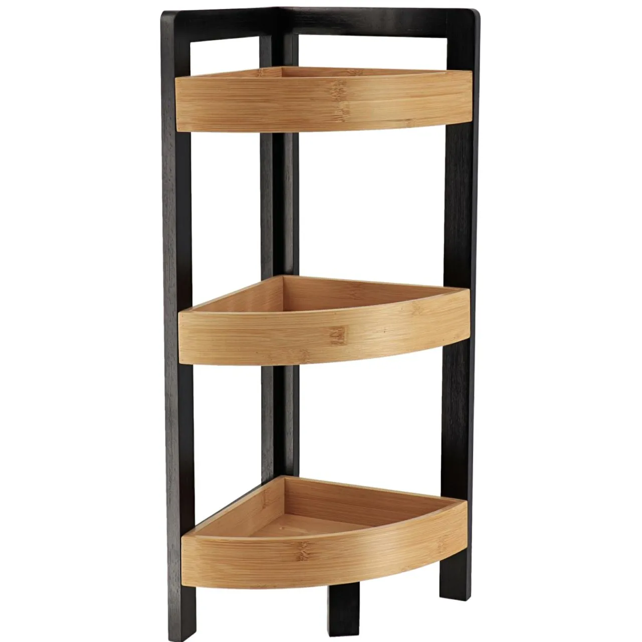 Meuble Salle De Bain|Rangement Salle De Bain|TENDANCE Meuble d'angle 3 étagères bambou (23 x H61 cm) Harmonie Noir