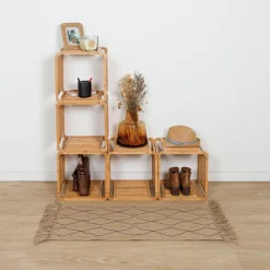 Meuble Salle De Bain|Etagère, Meuble Modulable|TENDANCE Meuble de rangement empilable (33 x H33 cm) Smart Kube Naturel