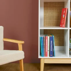 Petit Meuble Enfant|EMINZA Meuble de rangement enfant bois 4 niches (H86 cm) Stars Blanc