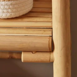 Meuble Salle De Bain|Rangement Salle De Bain|EMINZA Meuble de rangement pliable en bambou 3 étagères (56 x H90 cm) Hanoï Naturel