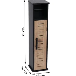 Meuble Salle De Bain|Rangement Salle De Bain|TENDANCE Meuble dérouleur papier toilette avec réserve (H75 cm) Bergen Noir