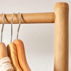 Meuble Salle De Bain|Rangement D'Entrée|EMINZA Meuble portant pliable avec penderie en bambou (H176 cm) Hanoï Naturel