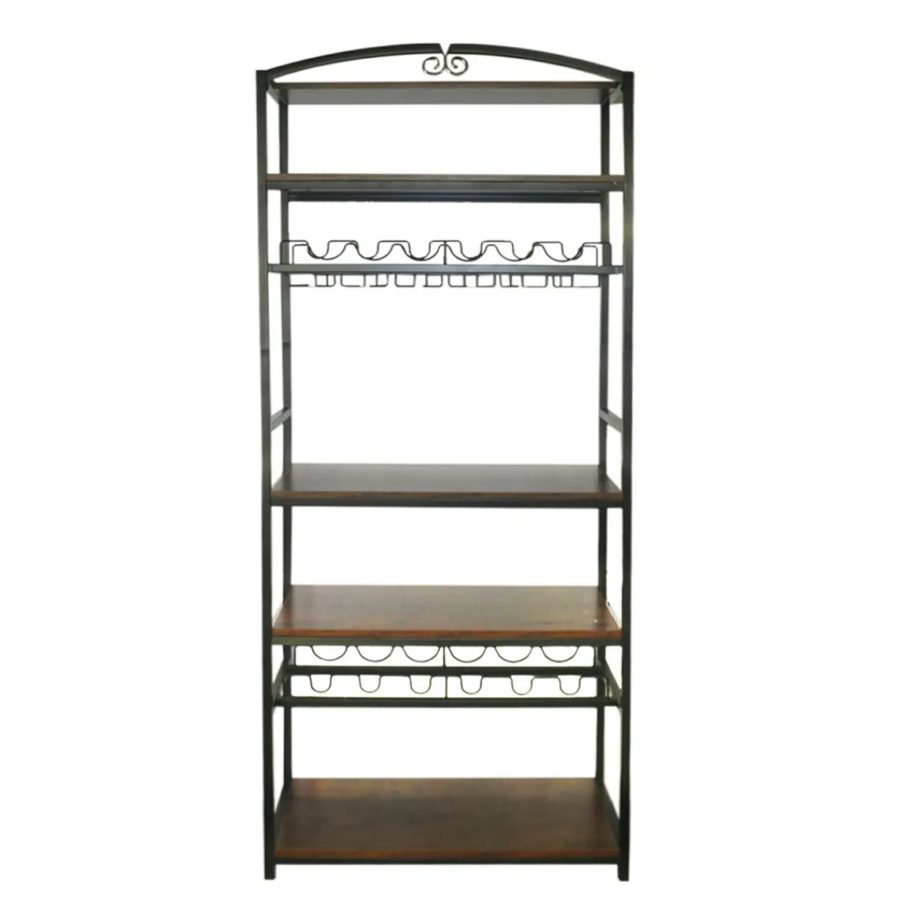 Range Bouteilles|EMINZA Meuble range-bouteilles industriel 12 emplacements et porte-verres (H180 cm) Pablo Marron