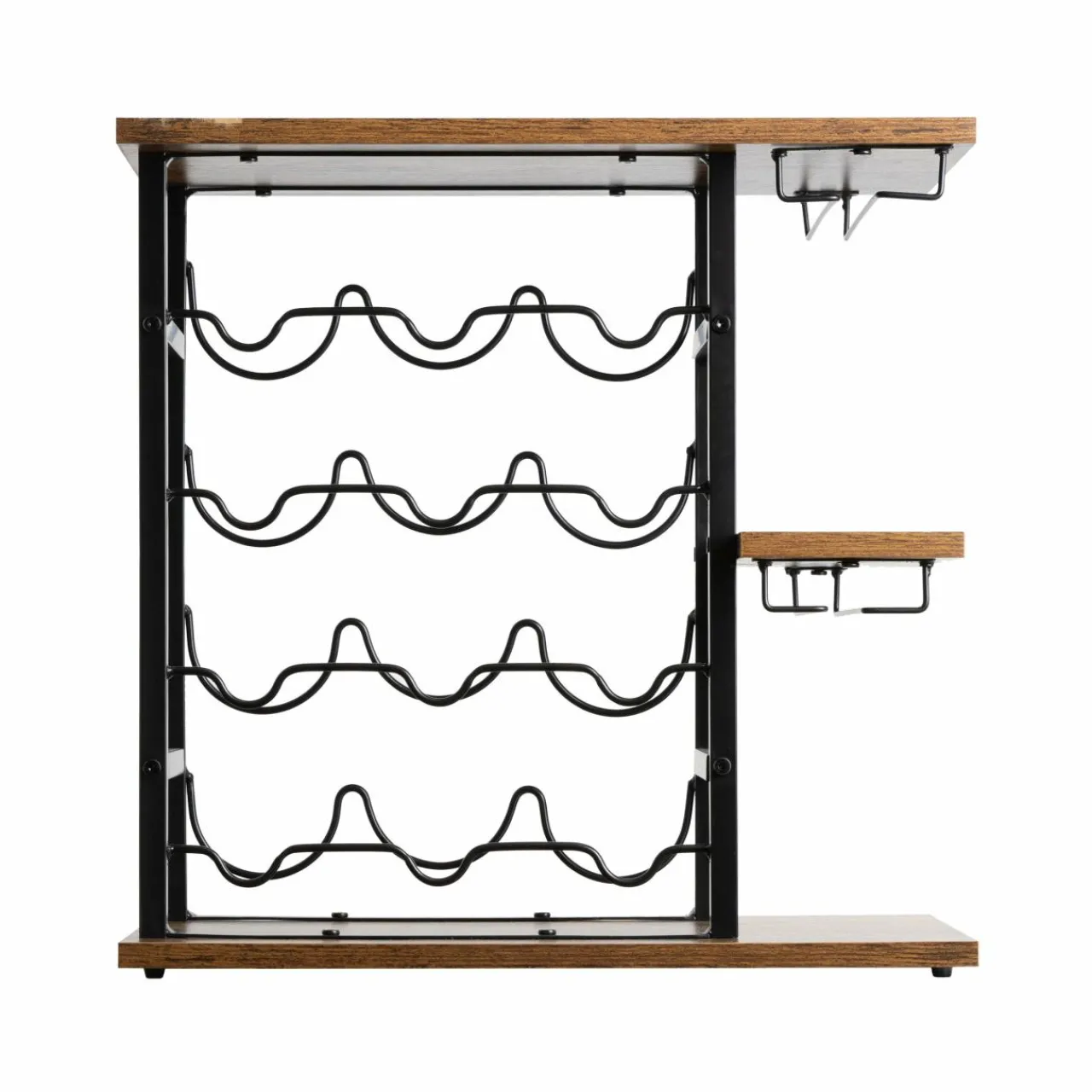 Range Bouteilles|EMINZA Meuble range-bouteilles industriel 12 emplacements et porte-verres (H50 cm) Arthur Noir