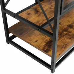 Range Bouteilles|EMINZA Meuble range-bouteilles industriel 12 emplacements et porte-verres (H86 cm) Louis Marron