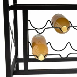 Range Bouteilles|EMINZA Meuble range-bouteilles industriel 10 emplacements et porte-verres (H178 cm) Léon Marron