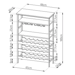 Range Bouteilles|EMINZA Meuble range-bouteilles industriel 18 emplacements et porte-verres (H100 cm) Hugo Marron