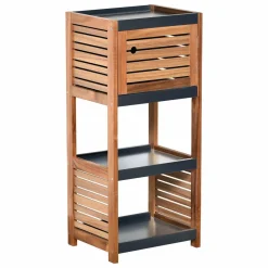 Meuble Salle De Bain|Rangement Salle De Bain|TENDANCE Meuble rangement 4 étagères (36 x H83 cm) Elément Acacia Bois