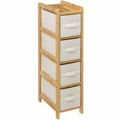 Meuble Salle De Bain|Etagère, Meuble Modulable|5 Five Simply Smart Meuble étroit paniers 4 niveaux (19 x H78.5 cm) Tidy box Ecru