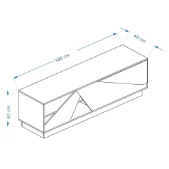Etagère, Meuble Modulable|EMINZA Meuble TV en design (L180 x 40 cm) Alabama Blanc, noir et naturel Bois