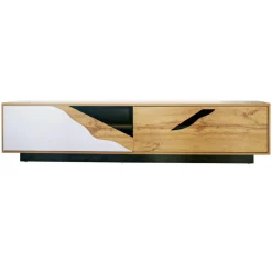 Etagère, Meuble Modulable|EMINZA Meuble TV en design (L180 x 40 cm) Florida Blanc, noir et naturel Bois