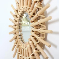 Miroir|ATMOSPHERA Miroir en rotin (D30 cm) Soleil Naturel