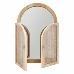 Miroir|OSTARIA Miroir mural en bois (H45 cm) Porte battante Naturel