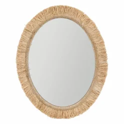 Miroir|OSTARIA Miroir mural en fibres les (H50 cm) Ovale Bohème Beige Naturel