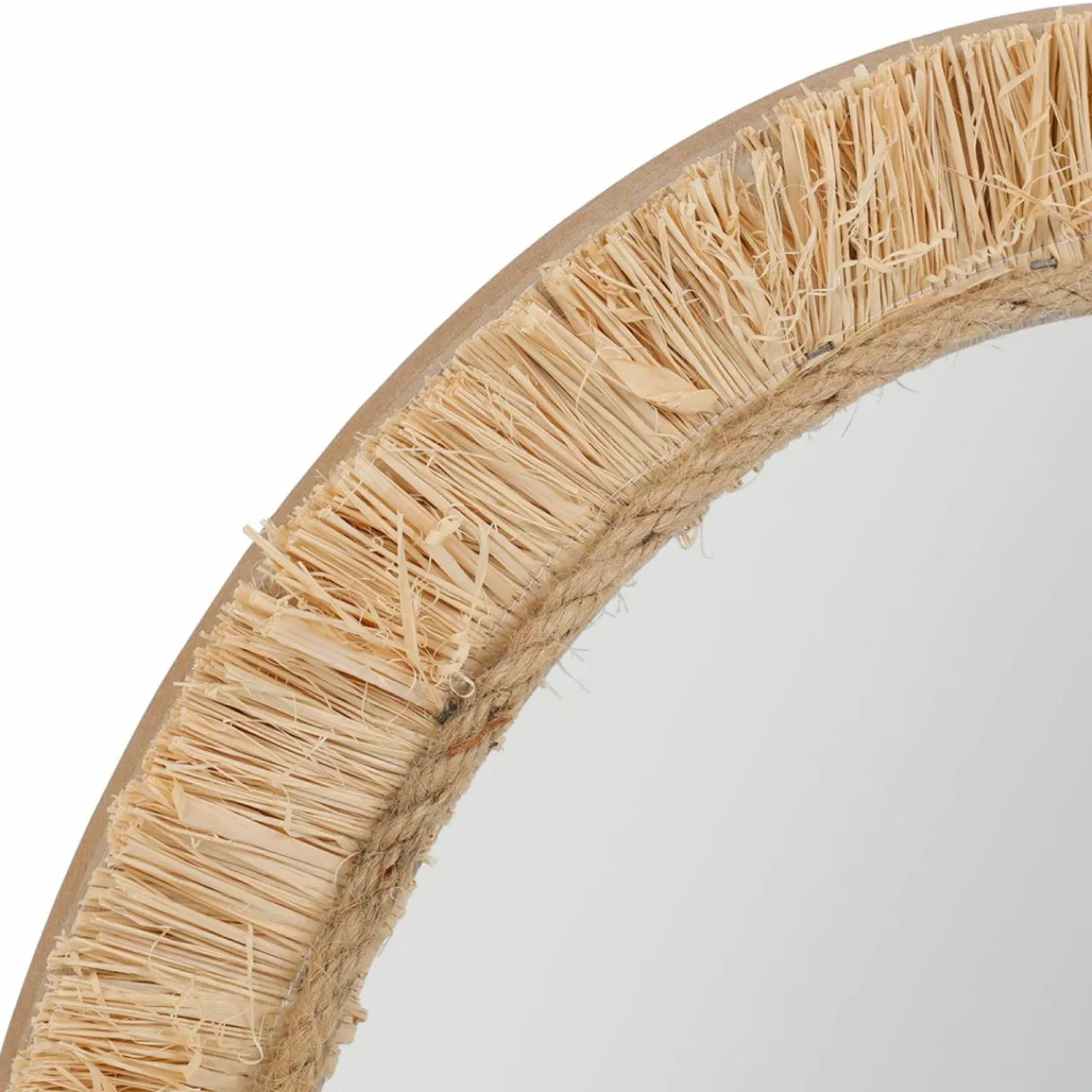 Miroir|OSTARIA Miroir mural en fibres les (H50 cm) Ovale Bohème Beige Naturel