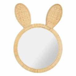 Objet Déco Enfant|OSTARIA Miroir mural en rotin (H43 cm) Petit Lapin Naturel
