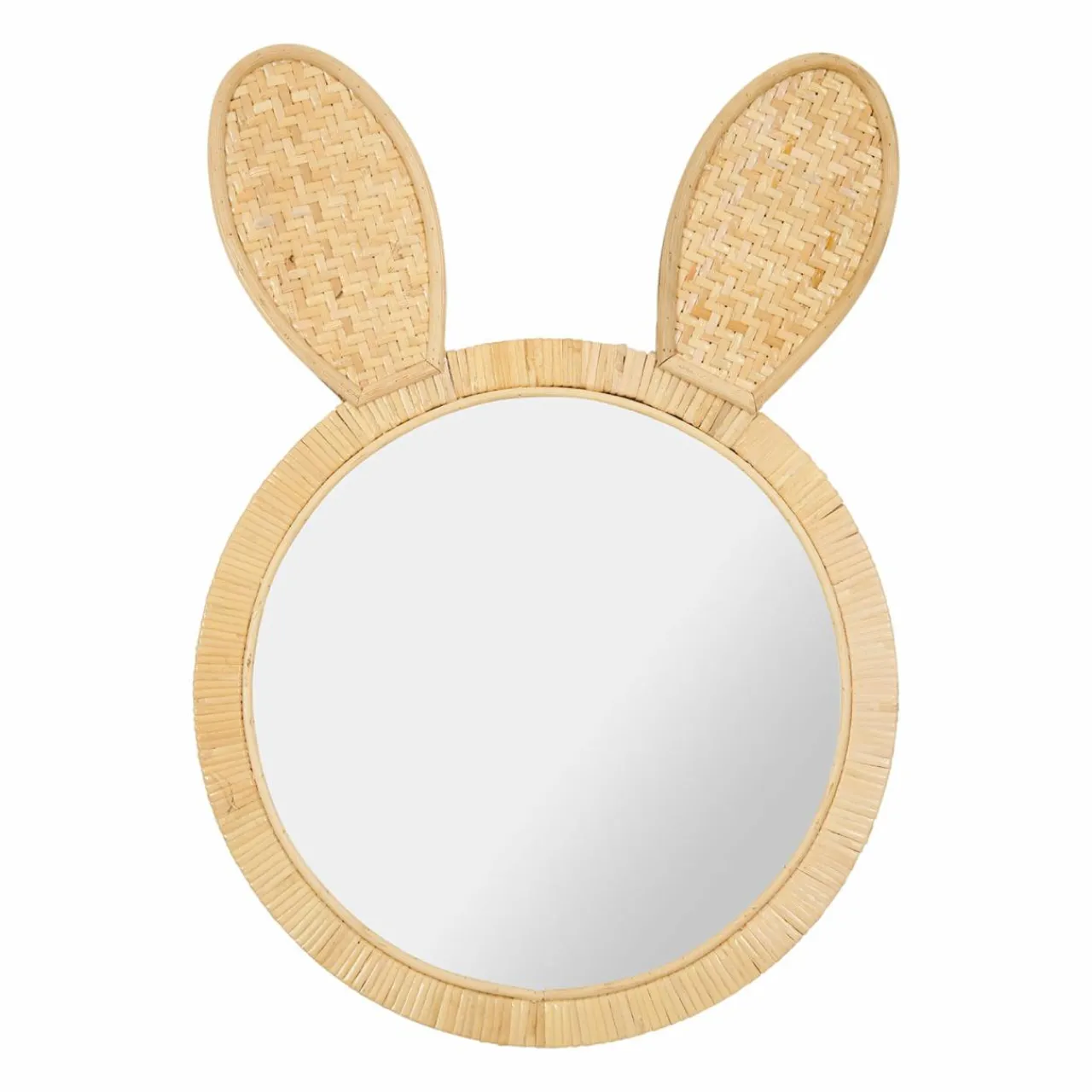 Objet Déco Enfant|OSTARIA Miroir mural en rotin (H43 cm) Petit Lapin Naturel