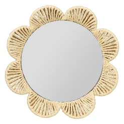 Miroir|OSTARIA Miroir mural rond rotin (29 cm) Fleur Beige