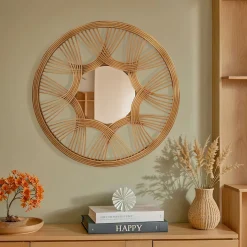 Miroir|EMINZA Miroir mural rotin rond (D45 cm) Honiara Naturel