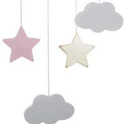 Objet Déco Enfant|Atmosphera createur d'interieur for kids Mobile bébé bois et coton (H43.5 cm) Lune Rose