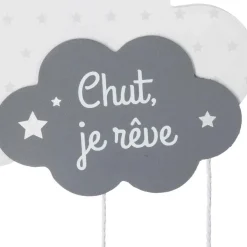 Objet Déco Enfant|Atmosphera createur d'interieur for kids Mobile bébé bois et coton (H57.5 cm) Nuage Gris