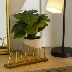 Objet Déco|ATMOSPHERA Mot à poser métal et bois (25,5 cm) Amour Or