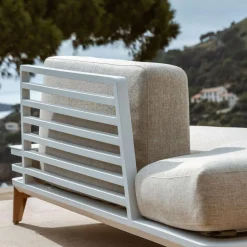 Transat|Canapé, Fauteuil Et Table Basse|MOBELLIA Méridienne de jardin en aluminium Monte Carlo et taupe Blanc