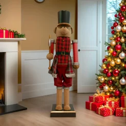 Personnage, Objet Grand Format|Père Noël, Animaux Et Personnage|EMINZA Musicien Casse-noisette (H154 cm) musical et animé Teddy Rouge