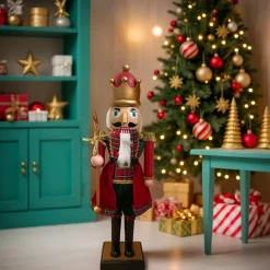 Personnage, Objet Grand Format|Père Noël, Animaux Et Personnage|EMINZA Musicien Casse-noisette (H110 cm) musical et animé Pavel Rouge