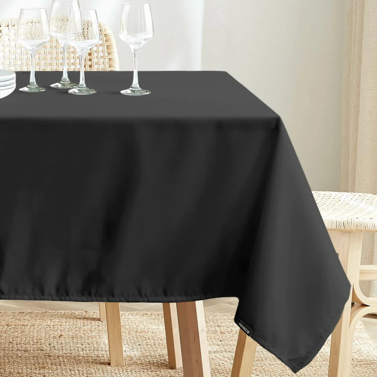 Nappe De Table|EMINZA Nappe carrée anti tache (100 x 100 cm) Elise e Noir