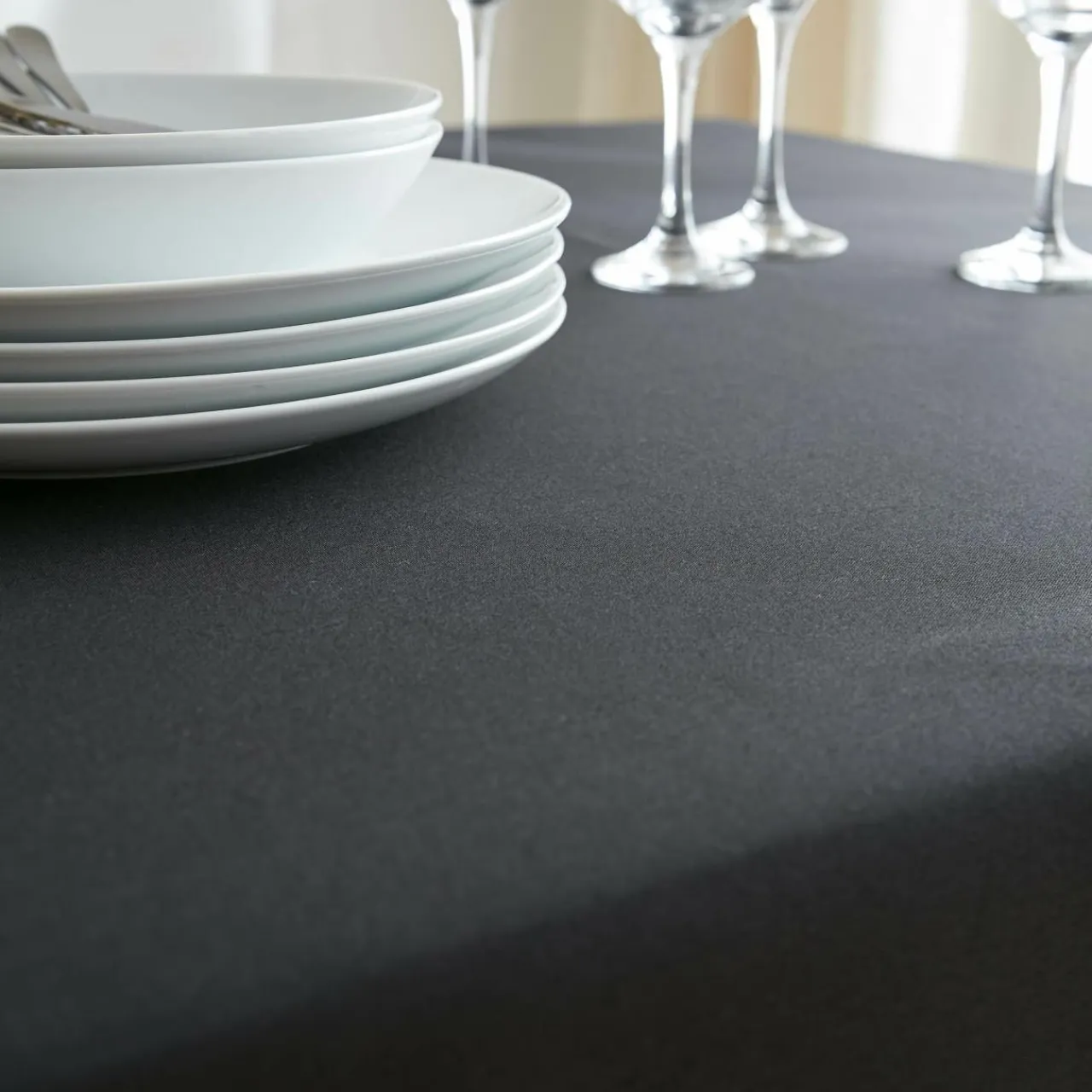 Nappe De Table|EMINZA Nappe carrée anti tache (100 x 100 cm) Elise e Noir