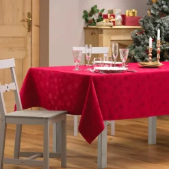 Nappe Et Chemin De Table|douceur d'intu017drieur Nappe de Noël rectangulaire anti tache (140 x 240 cm) Flocons Rouge