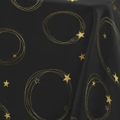 Nappe Et Chemin De Table|Douceur d interieur Nappe de Noël rectangulaire (150 x 240 cm) Star et Or Noir