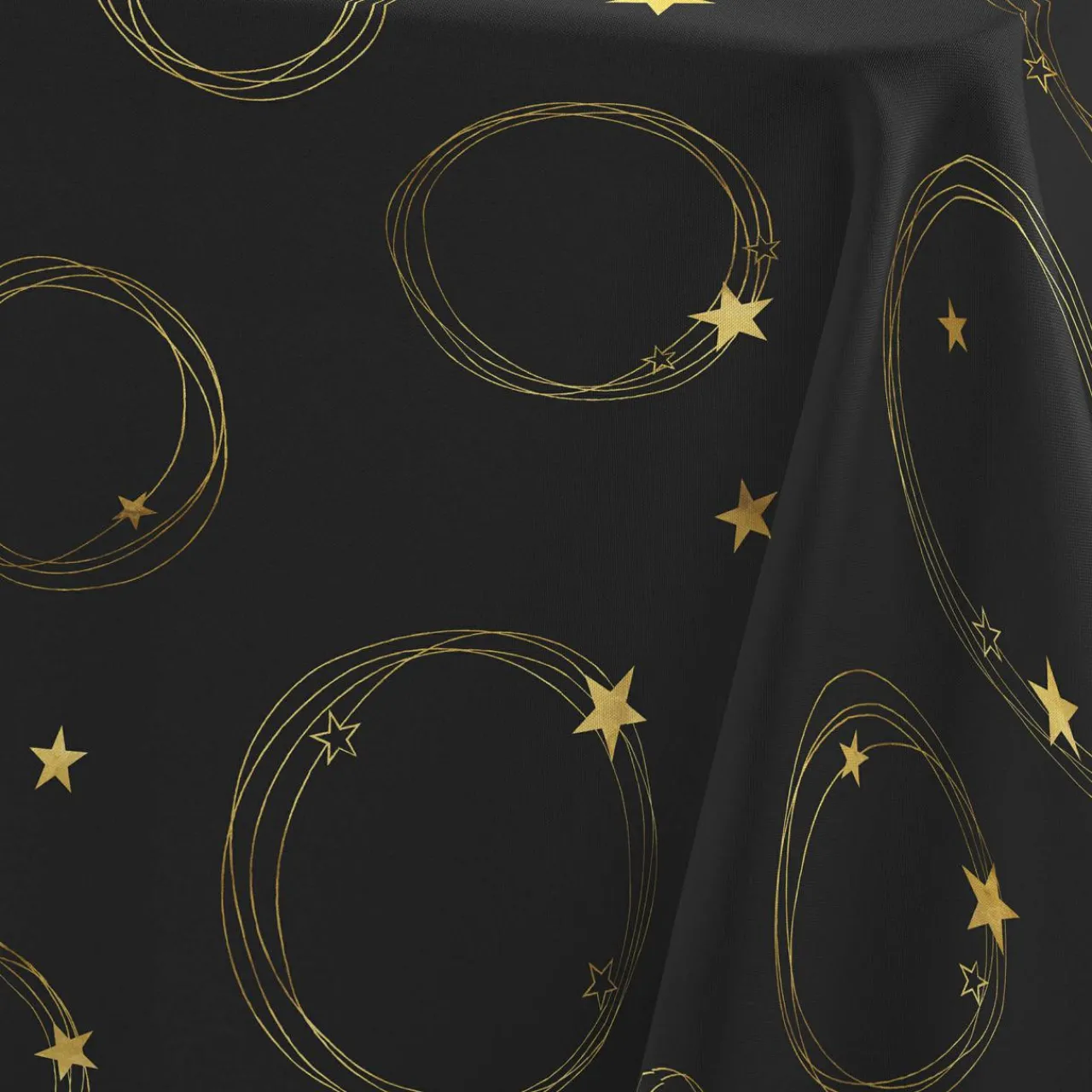 Nappe Et Chemin De Table|Douceur d interieur Nappe de Noël rectangulaire (150 x 240 cm) Star et Or Noir