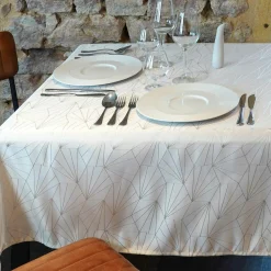 Nappe Et Chemin De Table|L'EFFET PAPILLON Nappe de Noël rectangulaire (145 x 240 cm) Facette Blanc