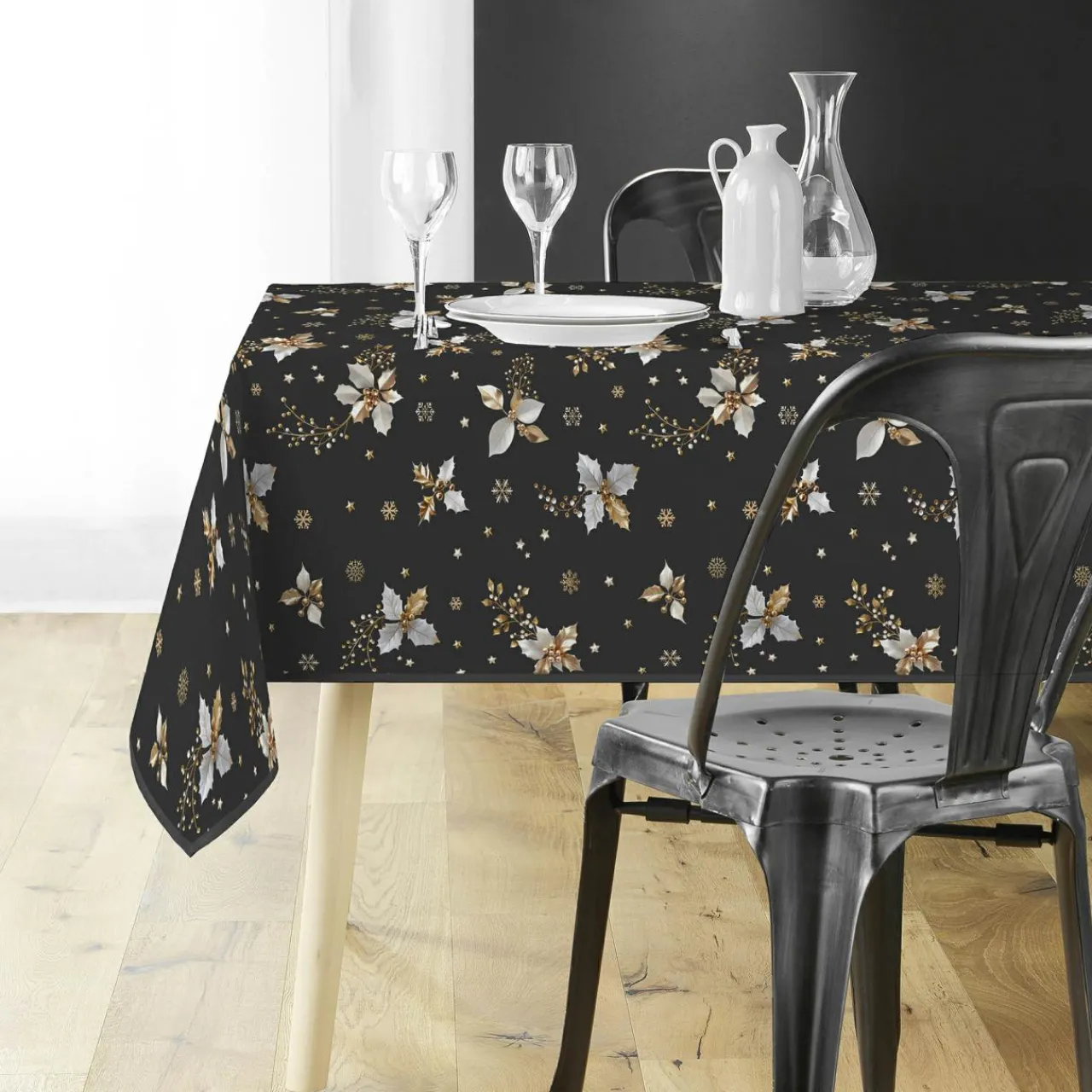 Nappe Et Chemin De Table|Douceur d interieur Nappe de Noël rectangulaire (150 x 300 cm) Guido Gris Anthracite