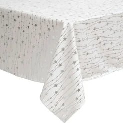 Nappe Et Chemin De Table|JJA Nappe de Noël rectangulaire (140 x 240 cm) Pluie d'étoiles he Blanc