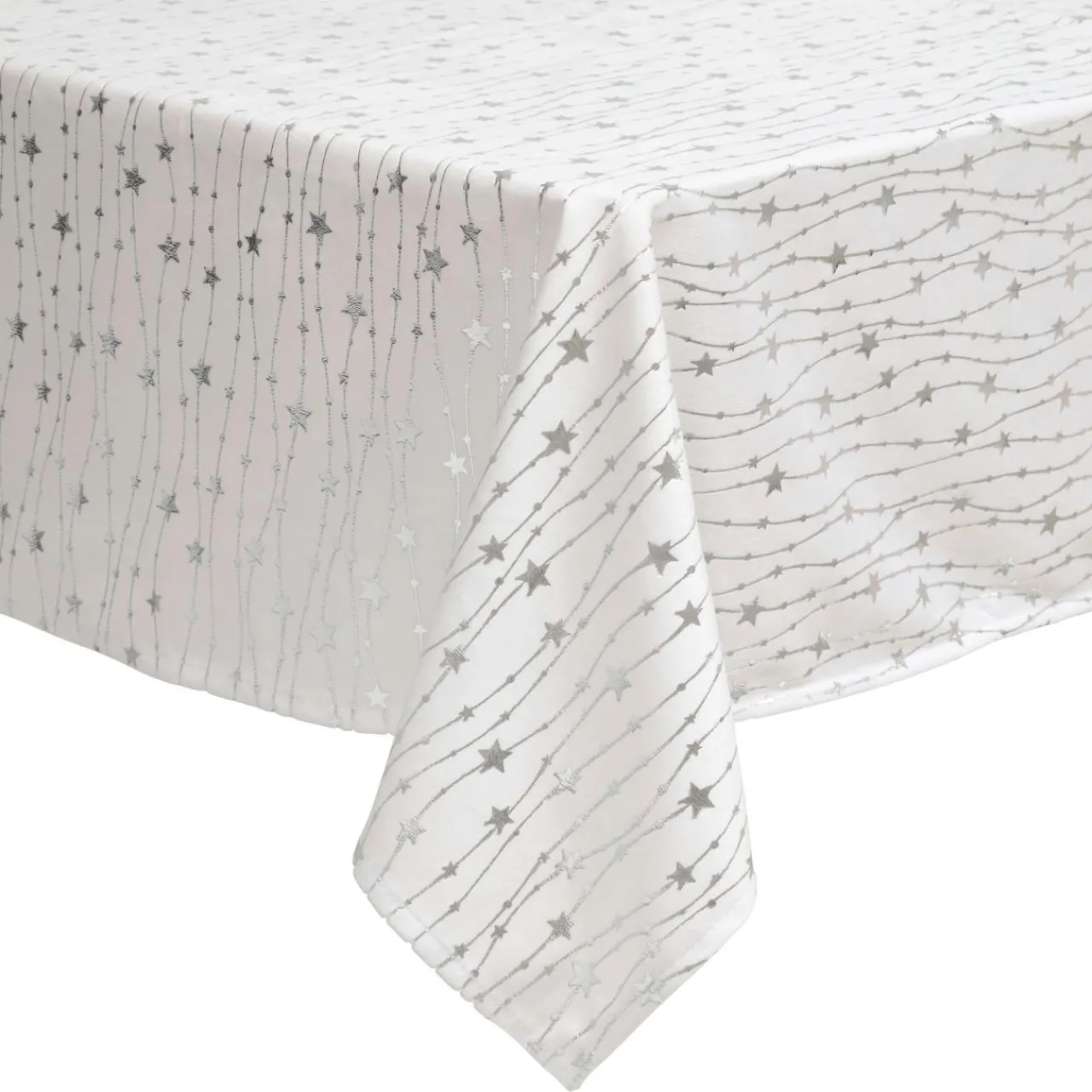 Nappe Et Chemin De Table|JJA Nappe de Noël rectangulaire (140 x 240 cm) Pluie d'étoiles he Blanc