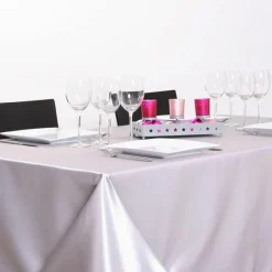 Nappe Et Chemin De Table|Feeric Lights & Christmas Nappe de Noël rectangulaire (140 x 240 cm) Satin Argent