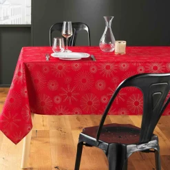 Nappe Et Chemin De Table|DOUCEUR D'INTERIEUR Nappe de Noël rectangulaire (150 x 240 cm) Pampille métallisé Rouge