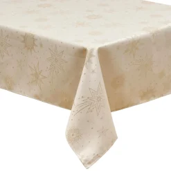 Nappe Et Chemin De Table|JJA Nappe de Noël rectangulaire (360 x 140 cm) Nuit étoilée et doré Beige