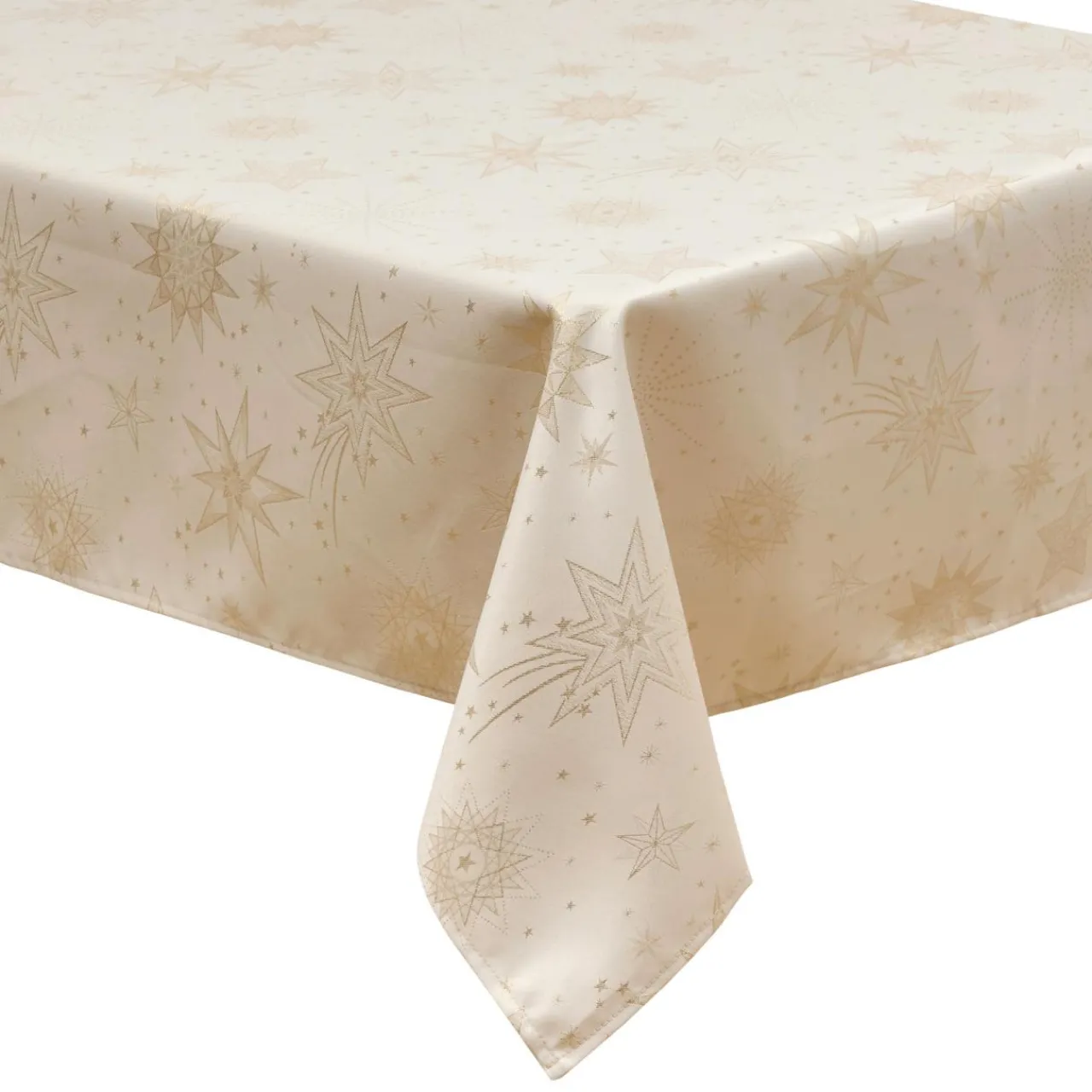 Nappe Et Chemin De Table|JJA Nappe de Noël rectangulaire (360 x 140 cm) Nuit étoilée et doré Beige