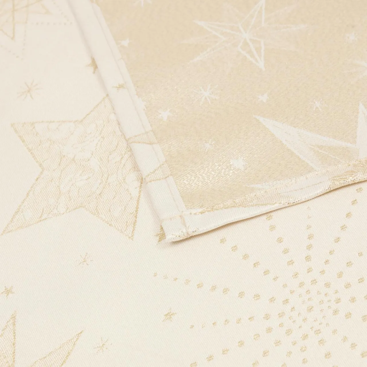 Nappe Et Chemin De Table|JJA Nappe de Noël rectangulaire (360 x 140 cm) Nuit étoilée et doré Beige