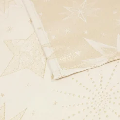 Nappe Et Chemin De Table|JJA Nappe de Noël rectangulaire (140 x 240 cm) Nuit étoilée et doré Beige