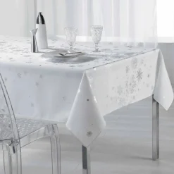 Nappe Et Chemin De Table|DOUCEUR D'INTERIEUR Nappe de Noël rectangulaire (150 x 300 cm) Constellation Blanc