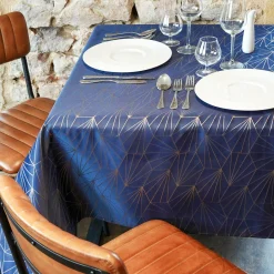 Nappe Et Chemin De Table|L'EFFET PAPILLON Nappe de Noël rectangulaire (145 x 240 cm) Facette Bleu