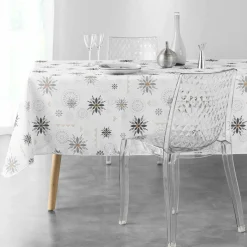 Nappe Et Chemin De Table|DOUCEUR D'INTERIEUR Nappe de Noël rectangulaire (150 x 240 cm) Enchanté Blanc