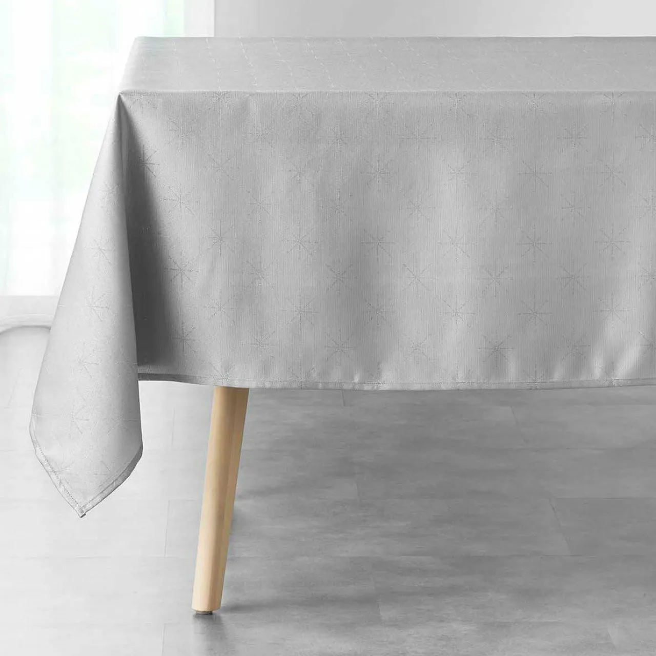 Nappe Et Chemin De Table|DOUCEUR D'INTERIEUR Nappe de Noël rectangulaire (140 x 240 cm) Etoiles Gris